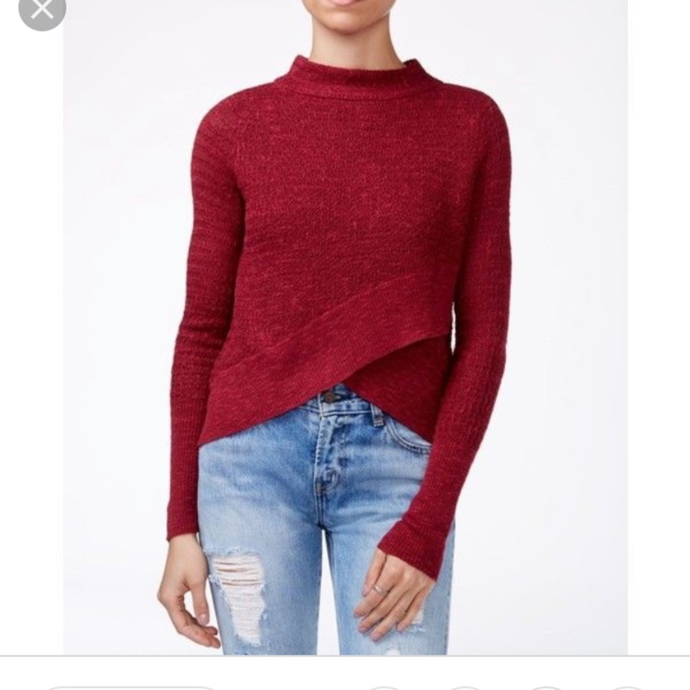 Free People mock neck boho wrap sweater M